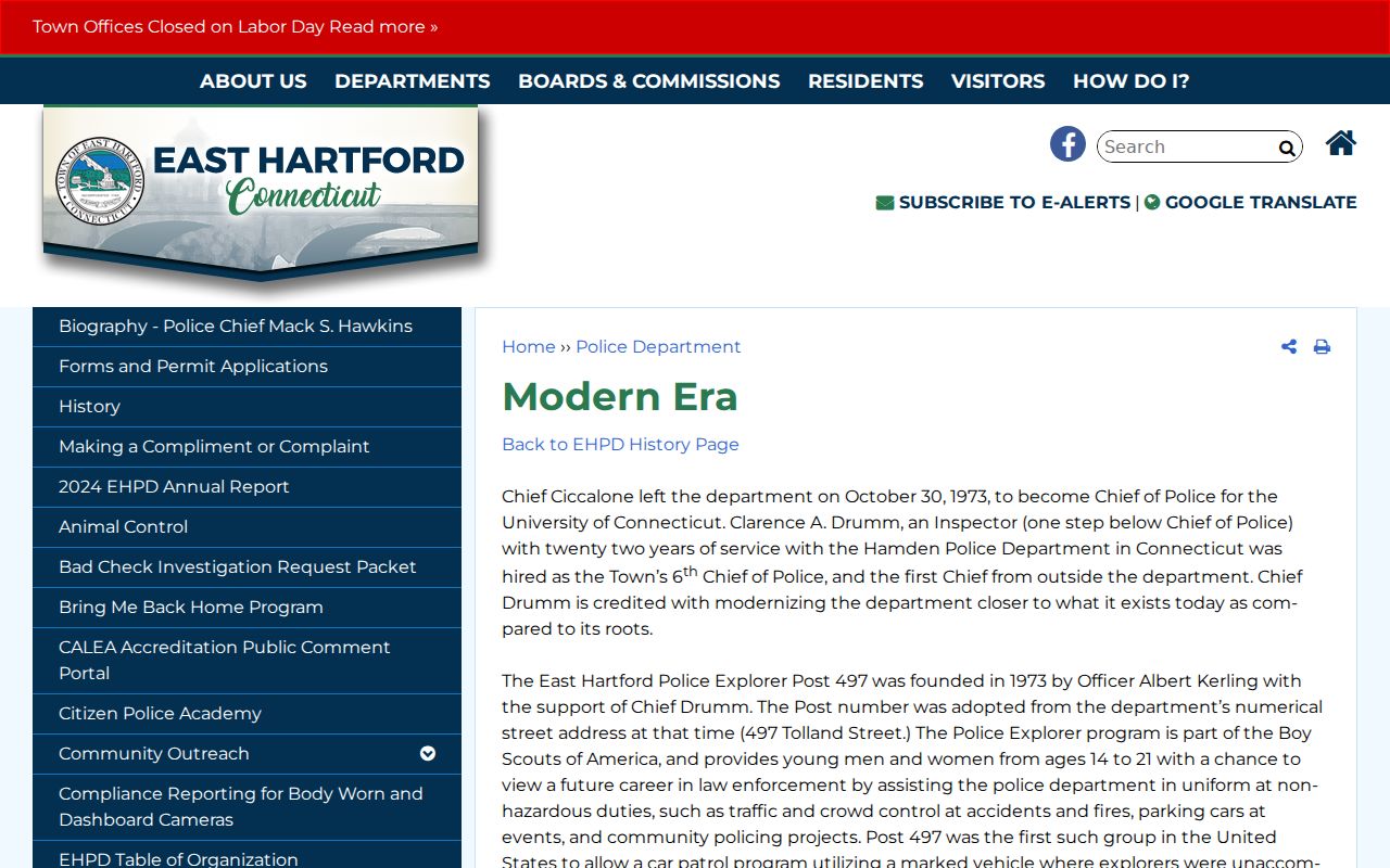 East Hartford Public Safety Complex for local warrant records routing