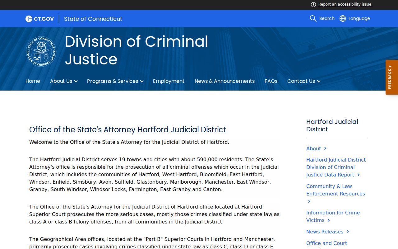 East Hartford municipal warrant Hartford Judicial District page
